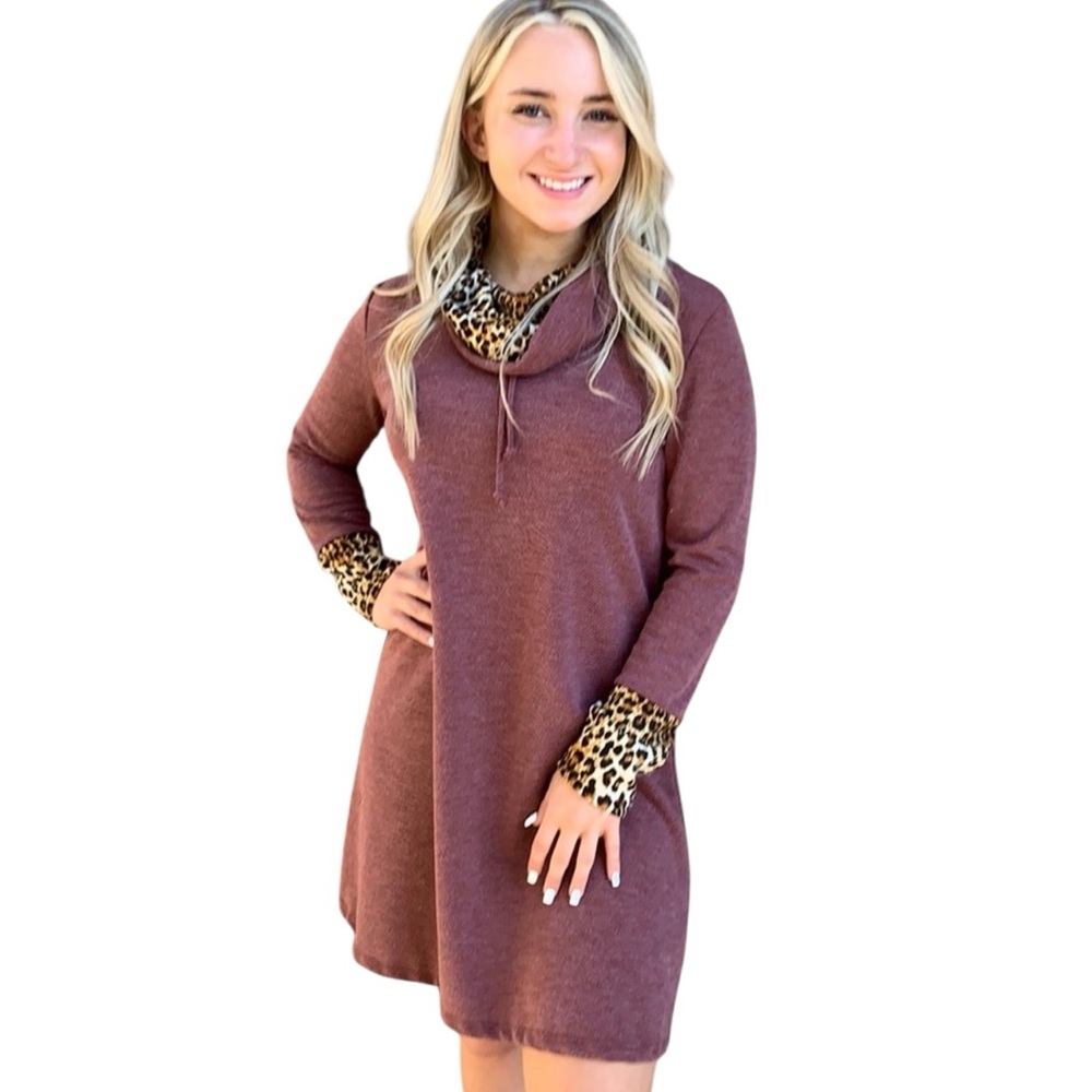 Vision USA Cowl Neck Long Sleeve Midi Dress Size Small